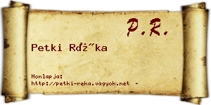 Petki Réka névjegykártya